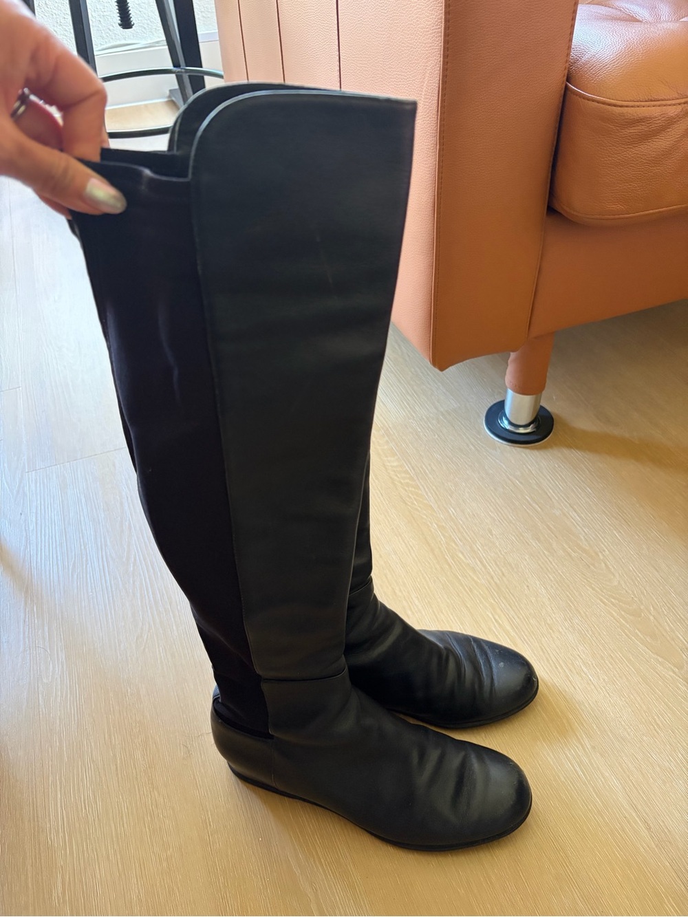 Stuart Weitzman Black Over-the-Knee Stretch Riding Boots w/ dust bag